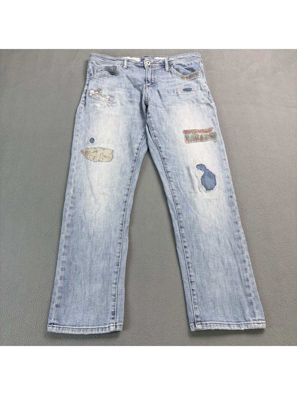 Pilcro And The Letterpress Slim Boyfriend Jeans Patchwork Size 29 (Fit 32x28 in)